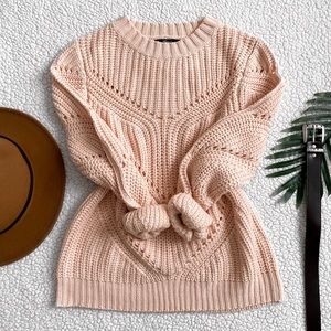 Blush Pink Cable Knit Sweater